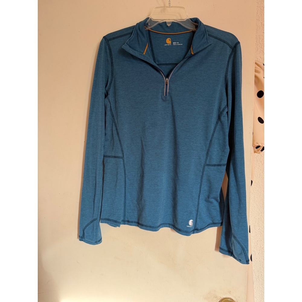 Carhartt Womens Force Quarter Zip Pullover Long Sleeve Blue Size M 8-10